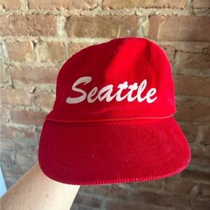 Vintage Seattle Red Corduroy Hat
